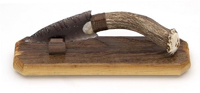 Indian Deer Antler Obsidian Blade Knife