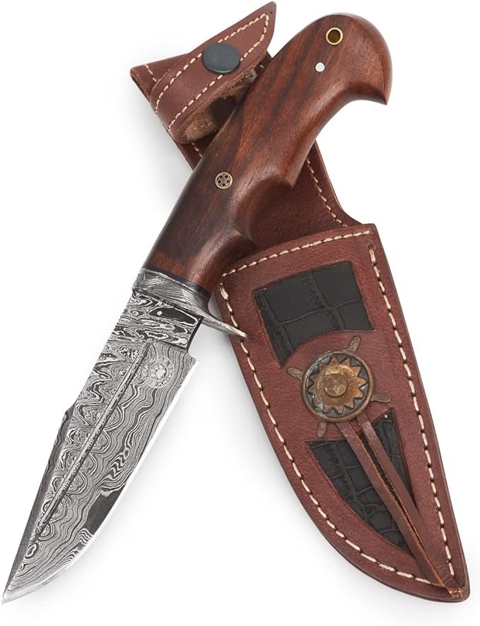 Handmade Damascus Crocodile Dundee Knife